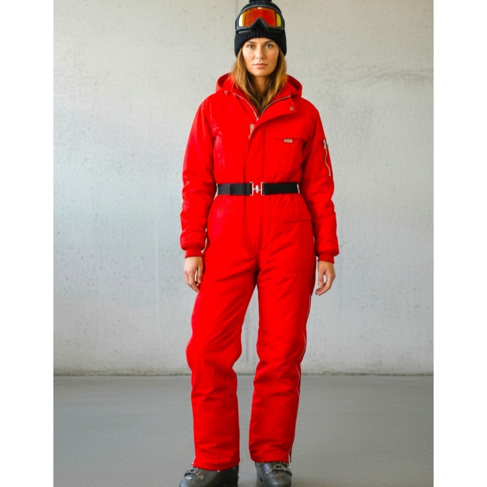 VTG Mid-70s Retro Sears SPORTSWEAR Misses Med Ski Snow Suit Belted One Piece